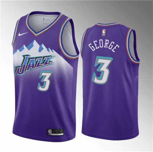 Mens Utah Jazz #3 Keyonte George Purple 2023 Draft Classic Edition Stitched Basketball Jersey Dzhi